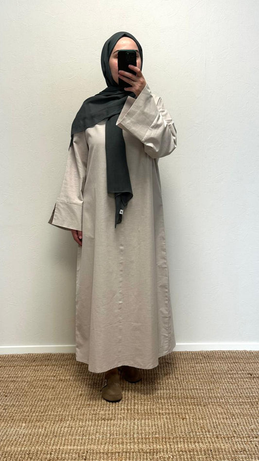 Firuz Linen Dress- Stone
