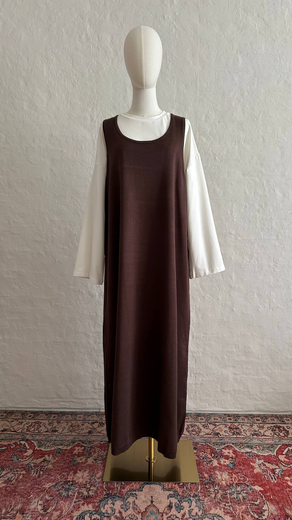 Knit Sleeveless Dress - Dark Brown