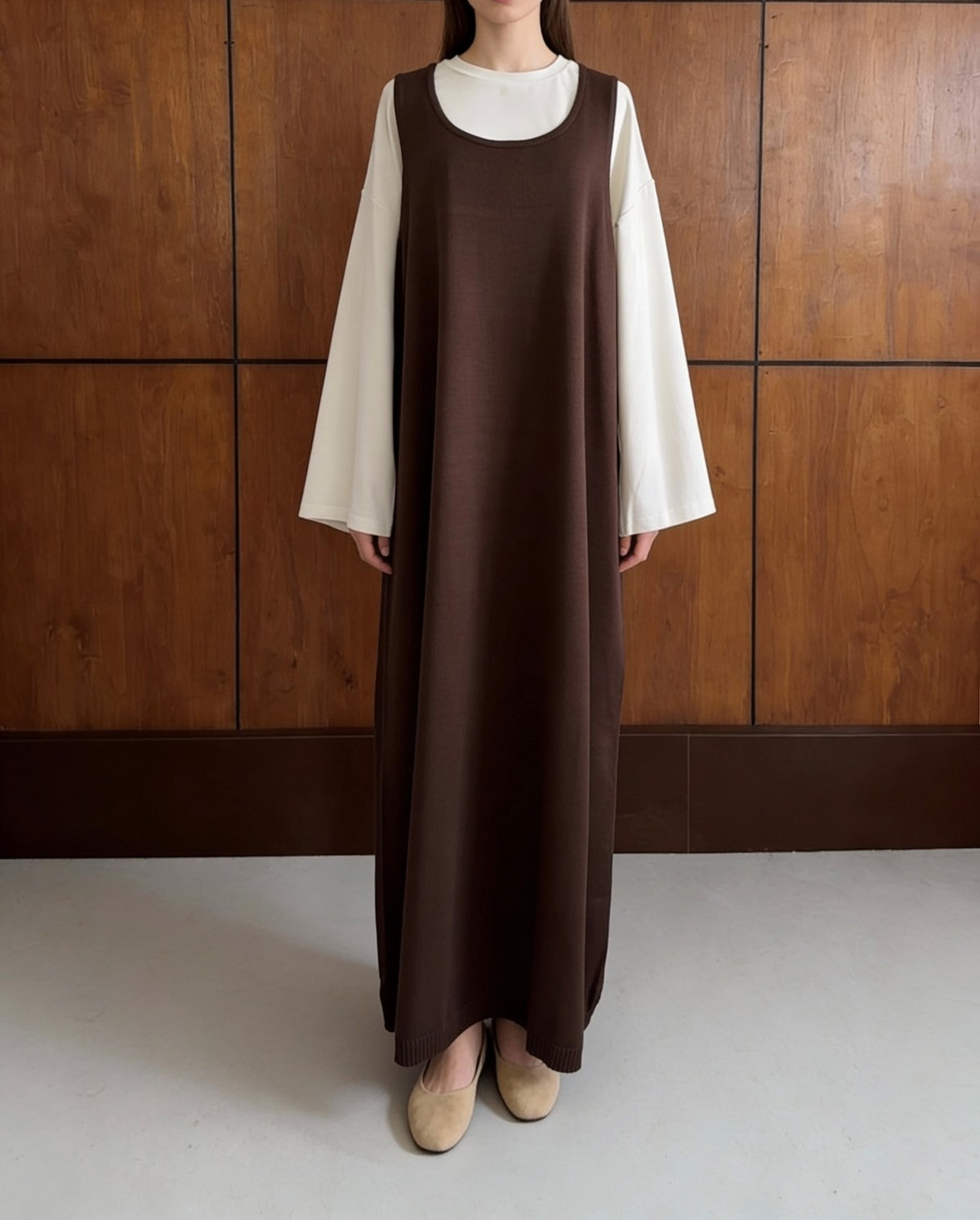 Knit Sleeveless Dress - Dark Brown