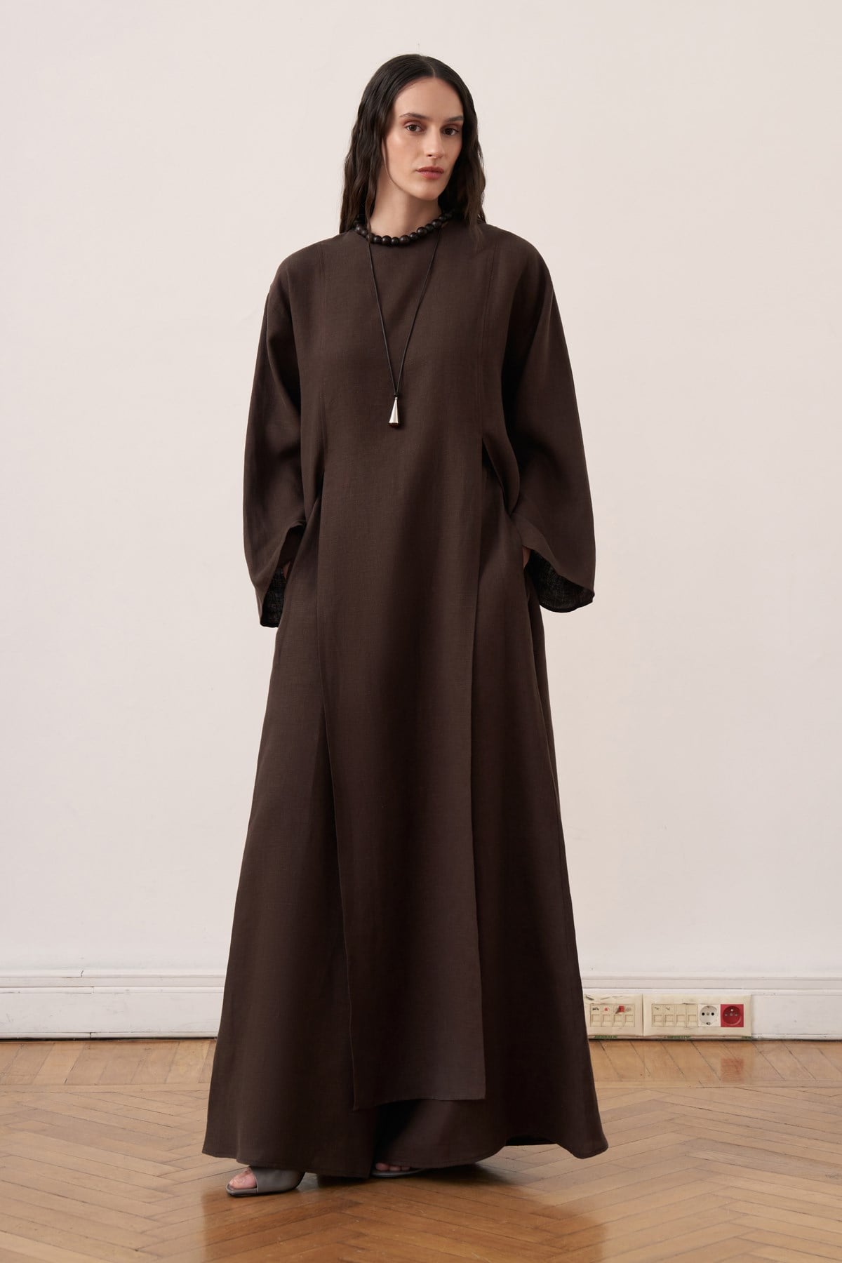 Leman Linen Long Blouse - Brown