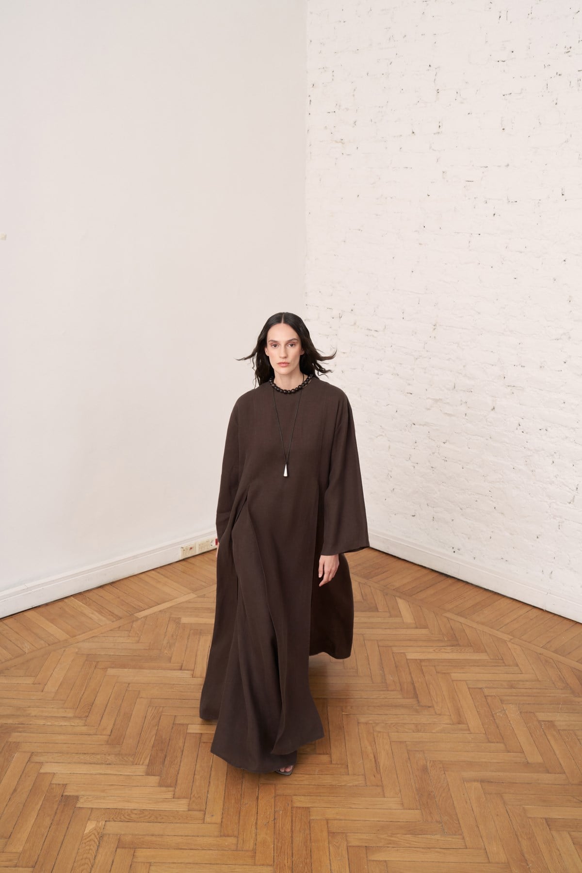 Leman Linen Long Blouse - Brown