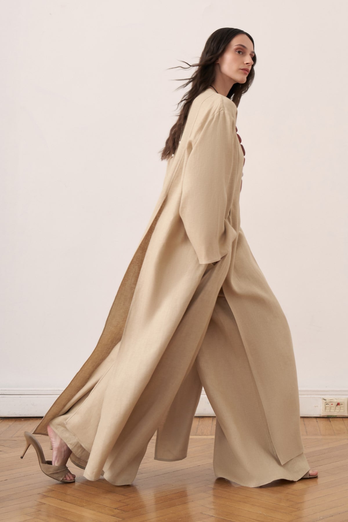 Leman Linen Long Blouse - Wheat Beige