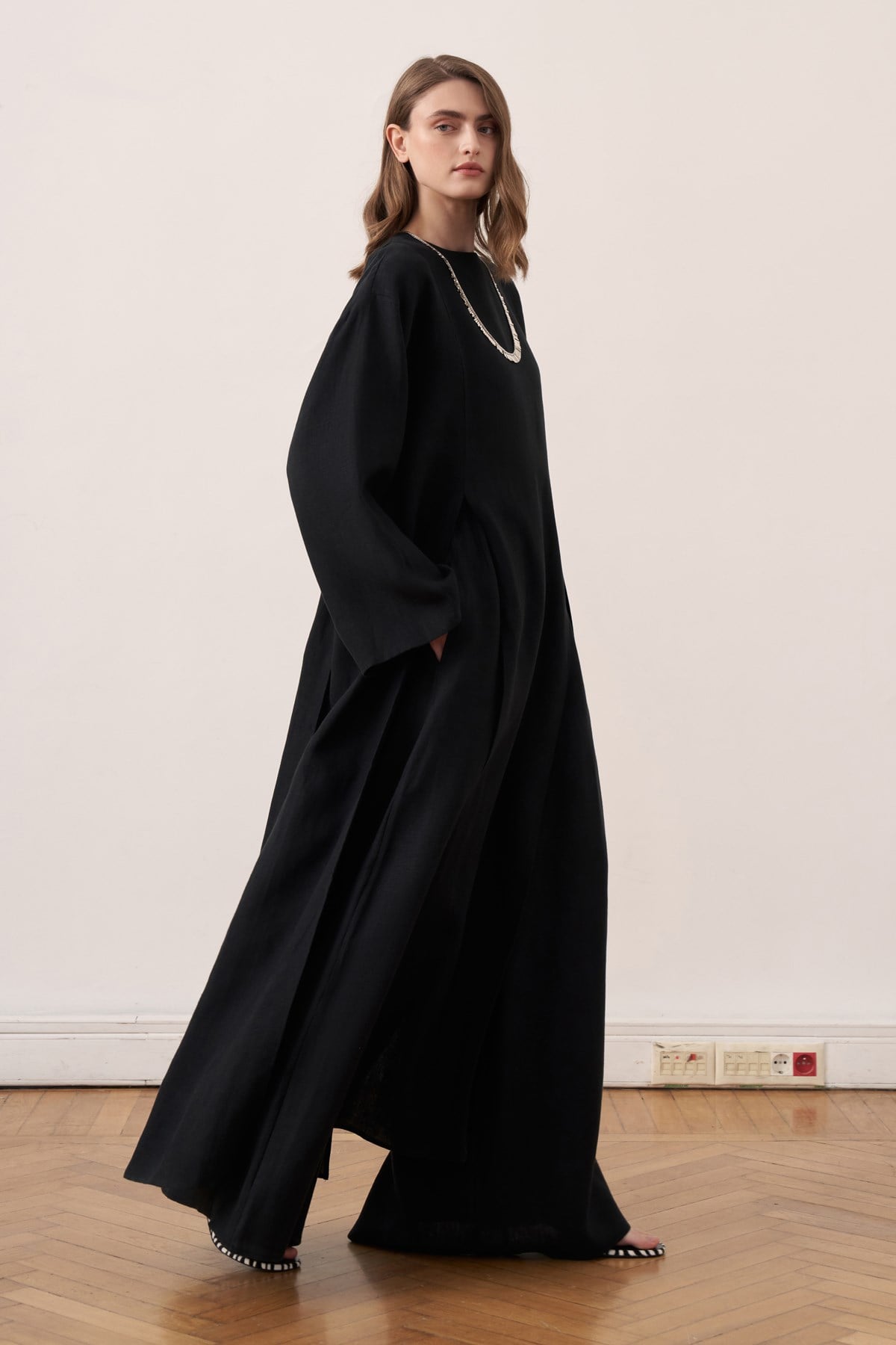 Leman Linen Long Blouse - Black