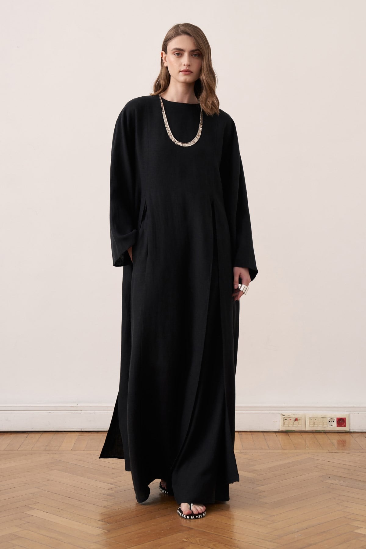 Leman Linen Long Blouse - Black