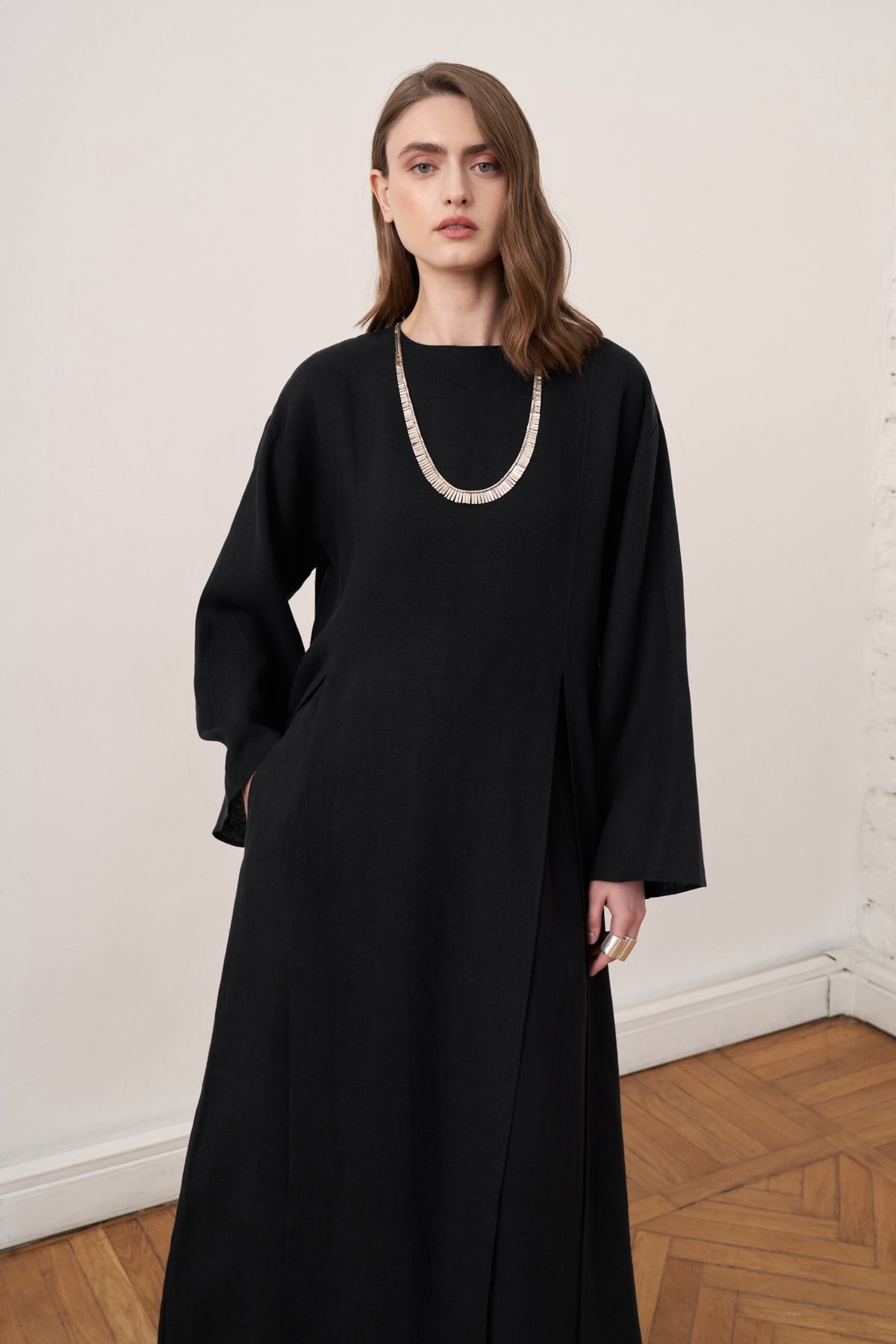 Leman Linen Long Blouse - Black