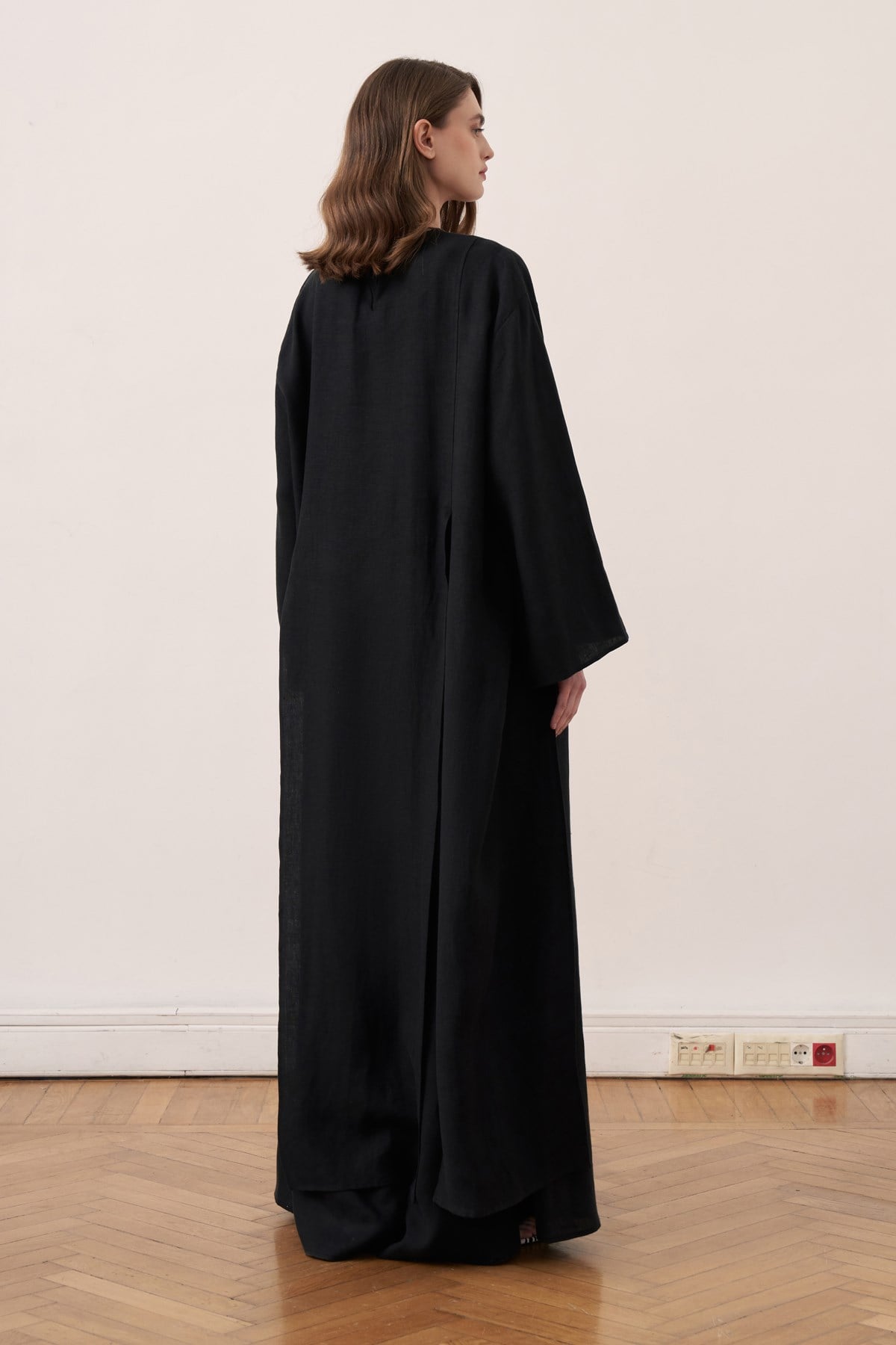 Leman Linen Long Blouse - Black