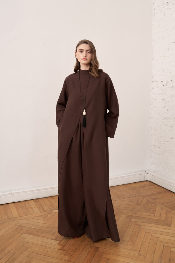 Marevia 2-piece Tunic & Pants Set - Dark Brown