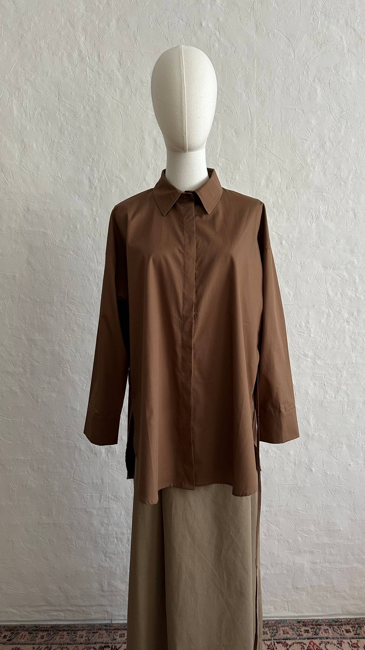 Nora Poplin Cotton Shirt – Brown