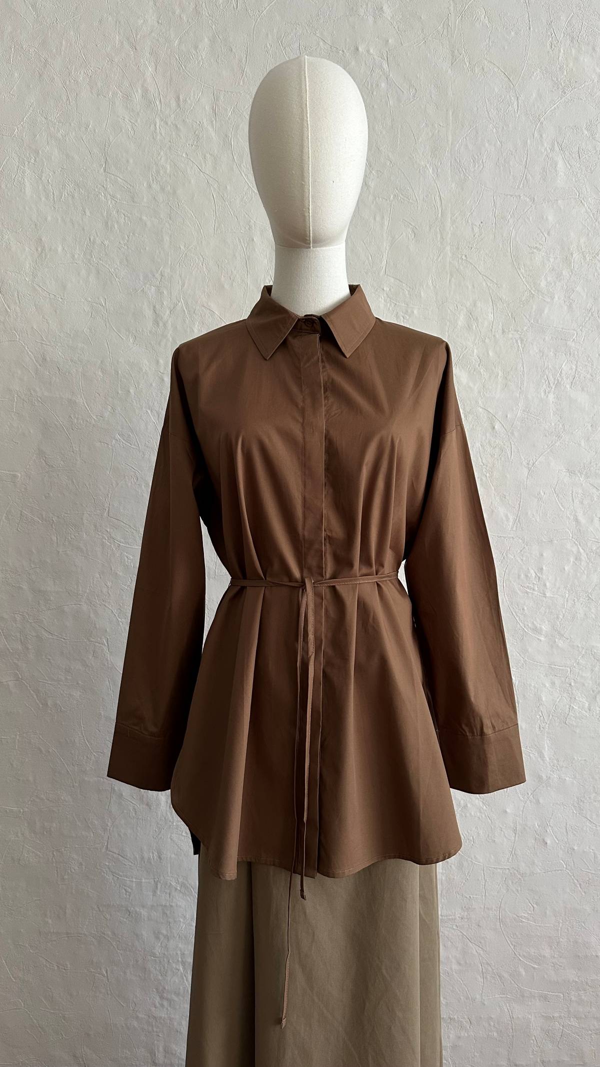 Nora Poplin Cotton Shirt – Brown