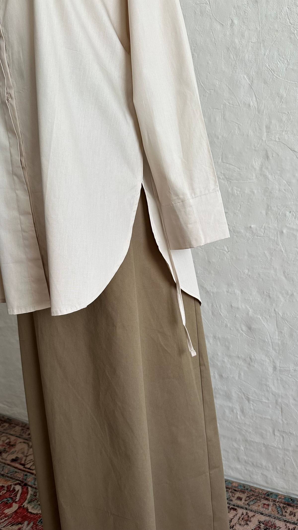 Nora Poplin Cotton Shirt - Beige