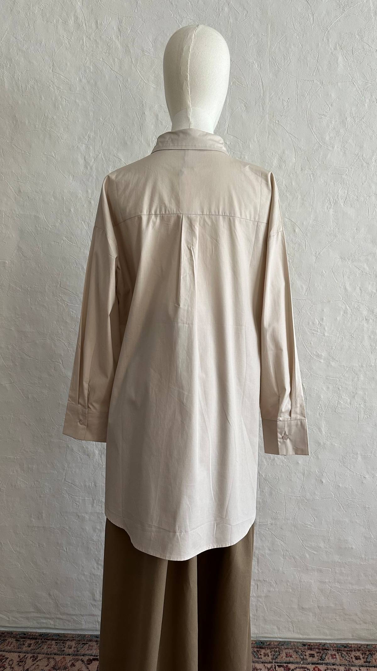 Nora Poplin Cotton Shirt - Beige