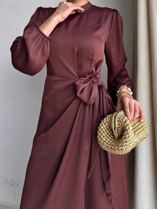 Satin Dress - Dark Brown