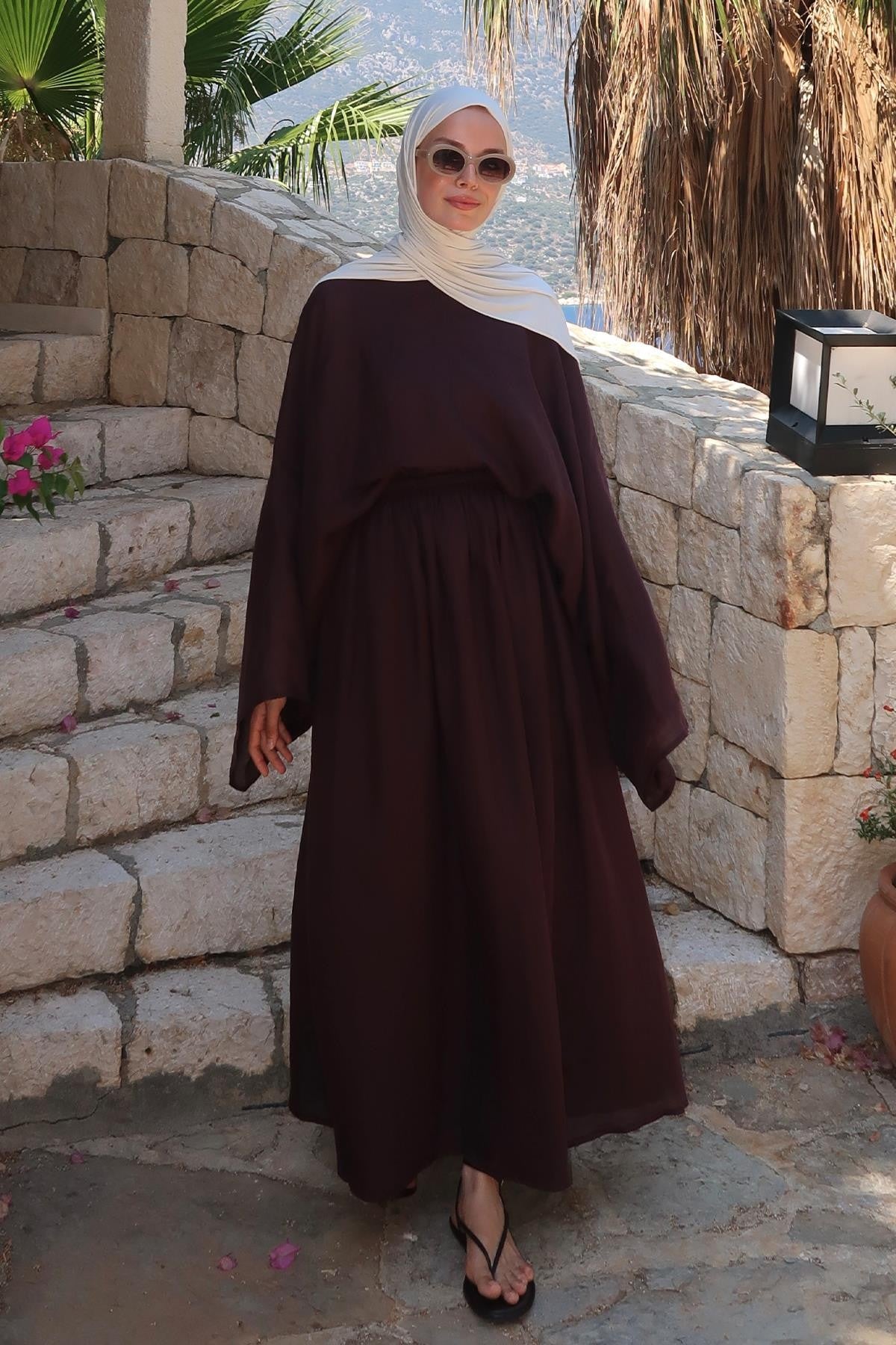 Valenne Linen Set - Burgundy