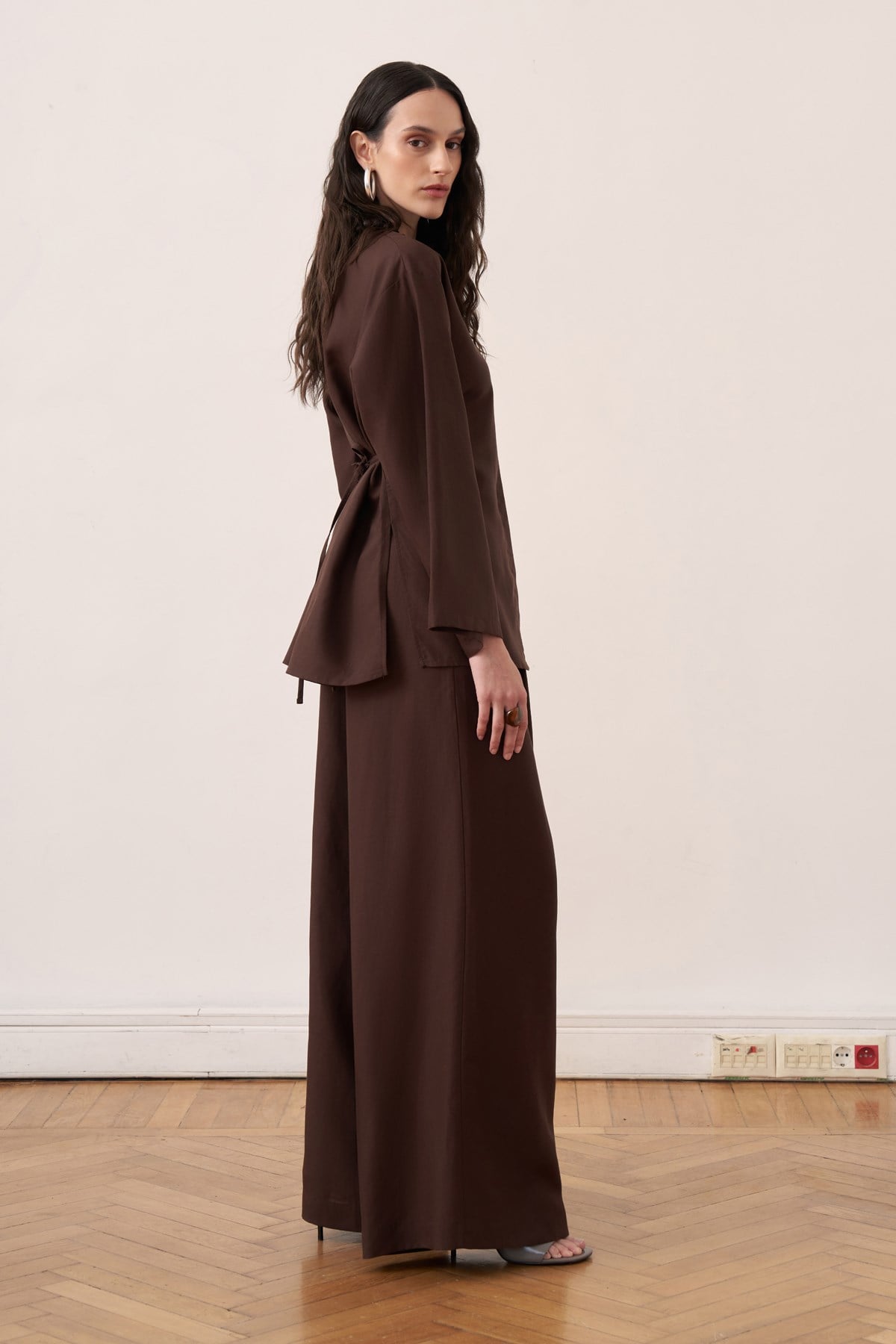 Ravena Linen 2-piece Tunic & Pants Set - Dark Brown