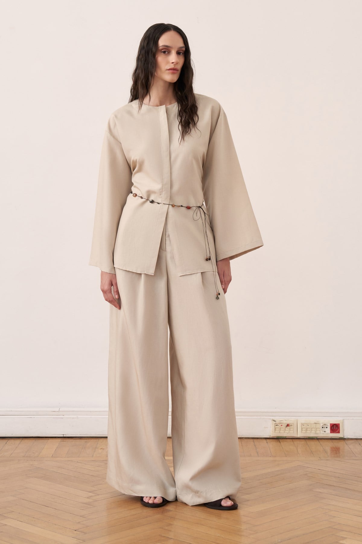 Ravena Linen 2-piece Tunic & Pants Set - Beige