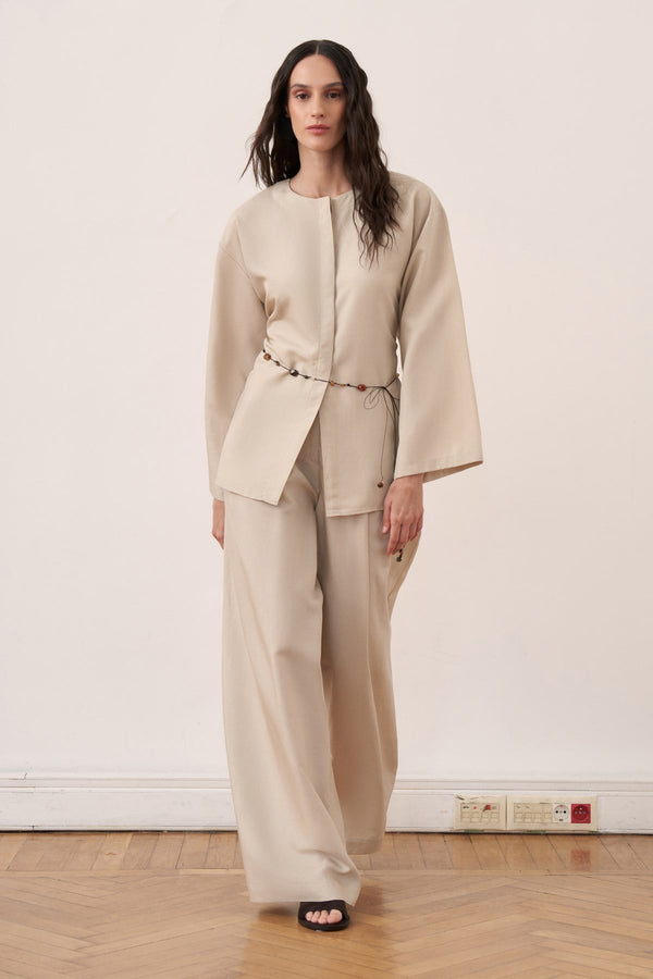 Ravena Linen 2-piece Tunic & Pants Set - Beige