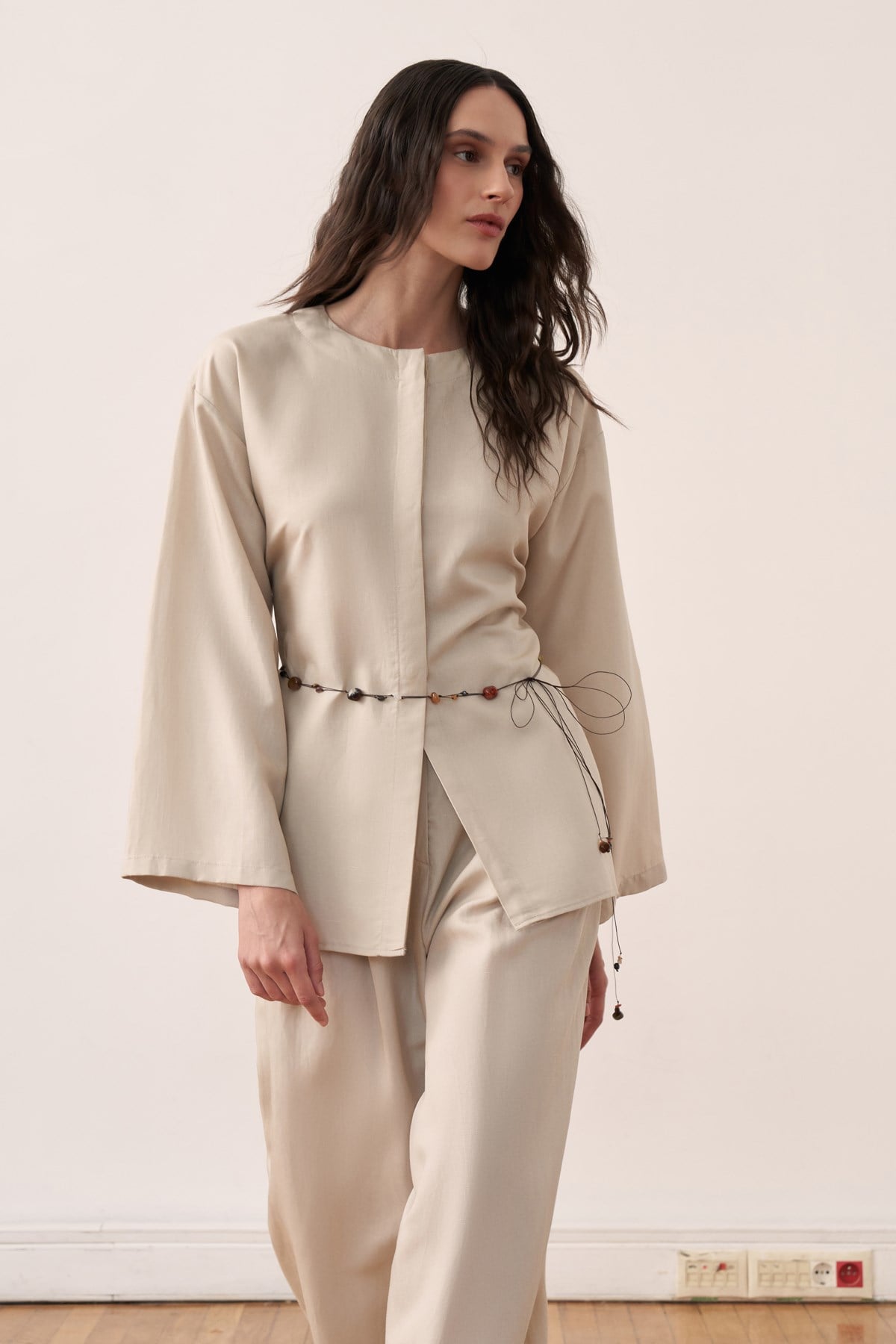 Ravena Linen 2-piece Tunic & Pants Set - Beige