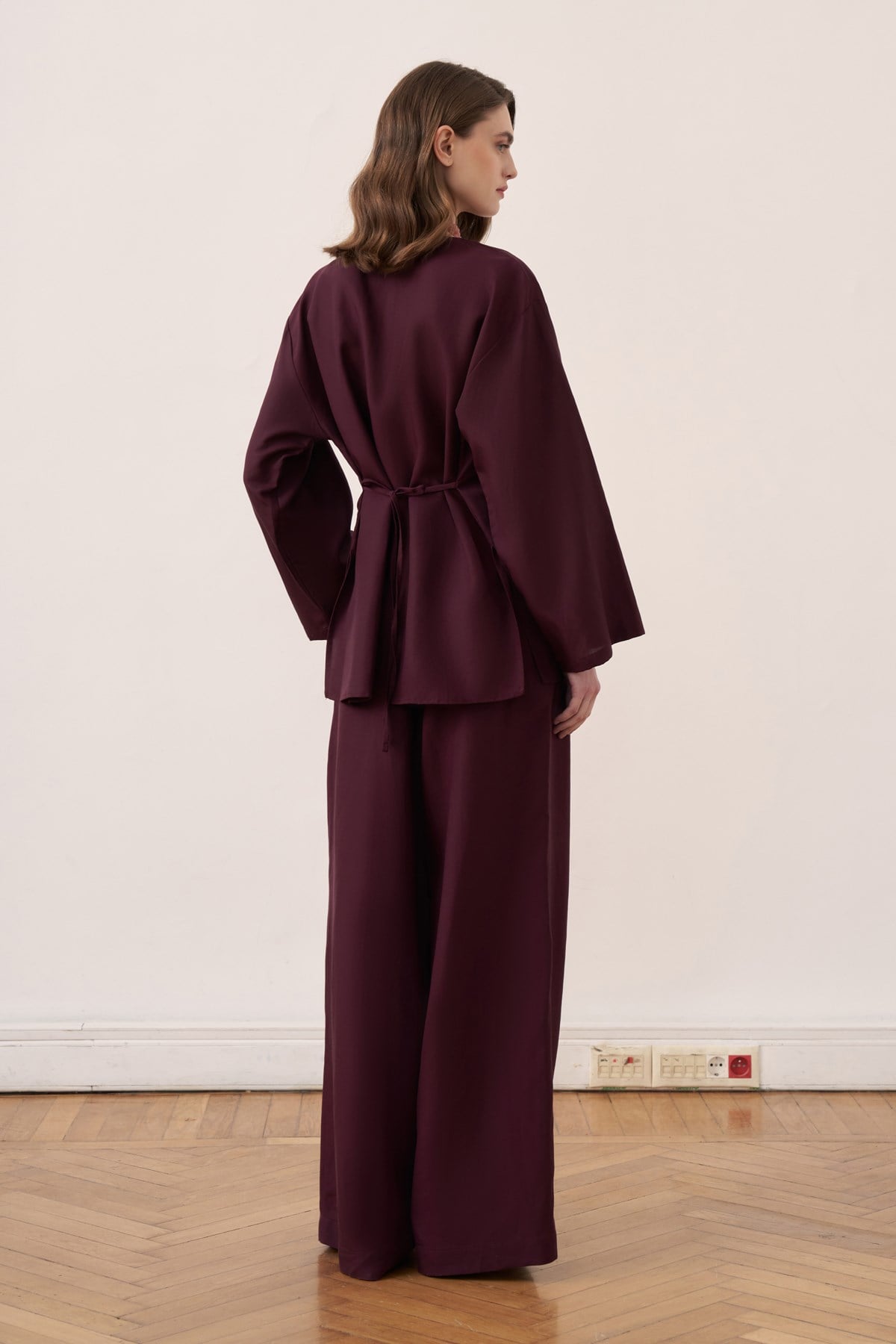 Ravena Linen 2-piece Tunic & Pants Set - Burgundy