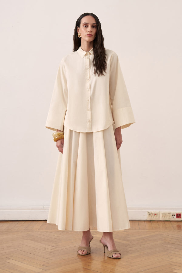 Salina Cotton 2-piece Shirt & Skirt Set - Butter