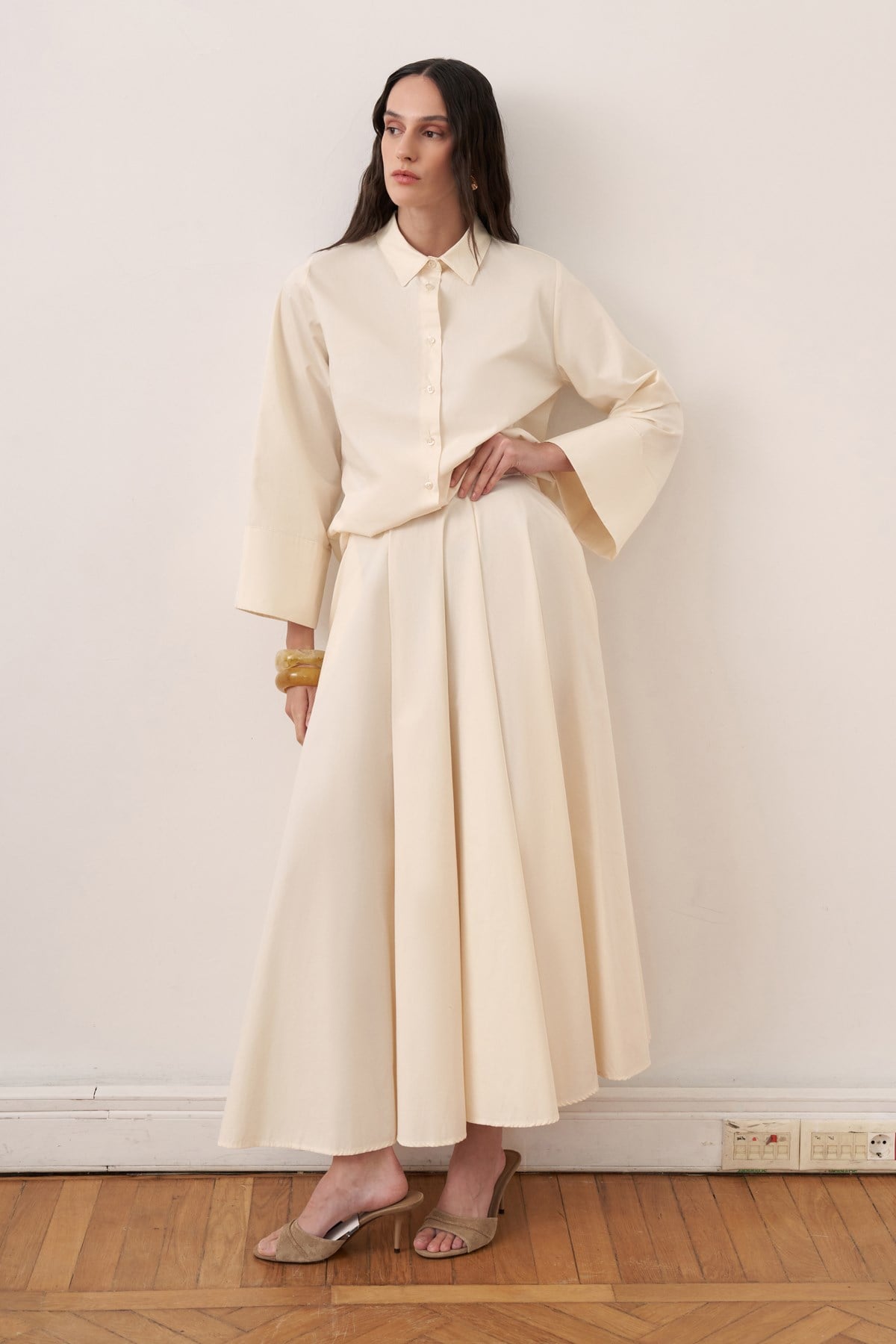 Salina Cotton 2-piece Shirt & Skirt Set - Butter