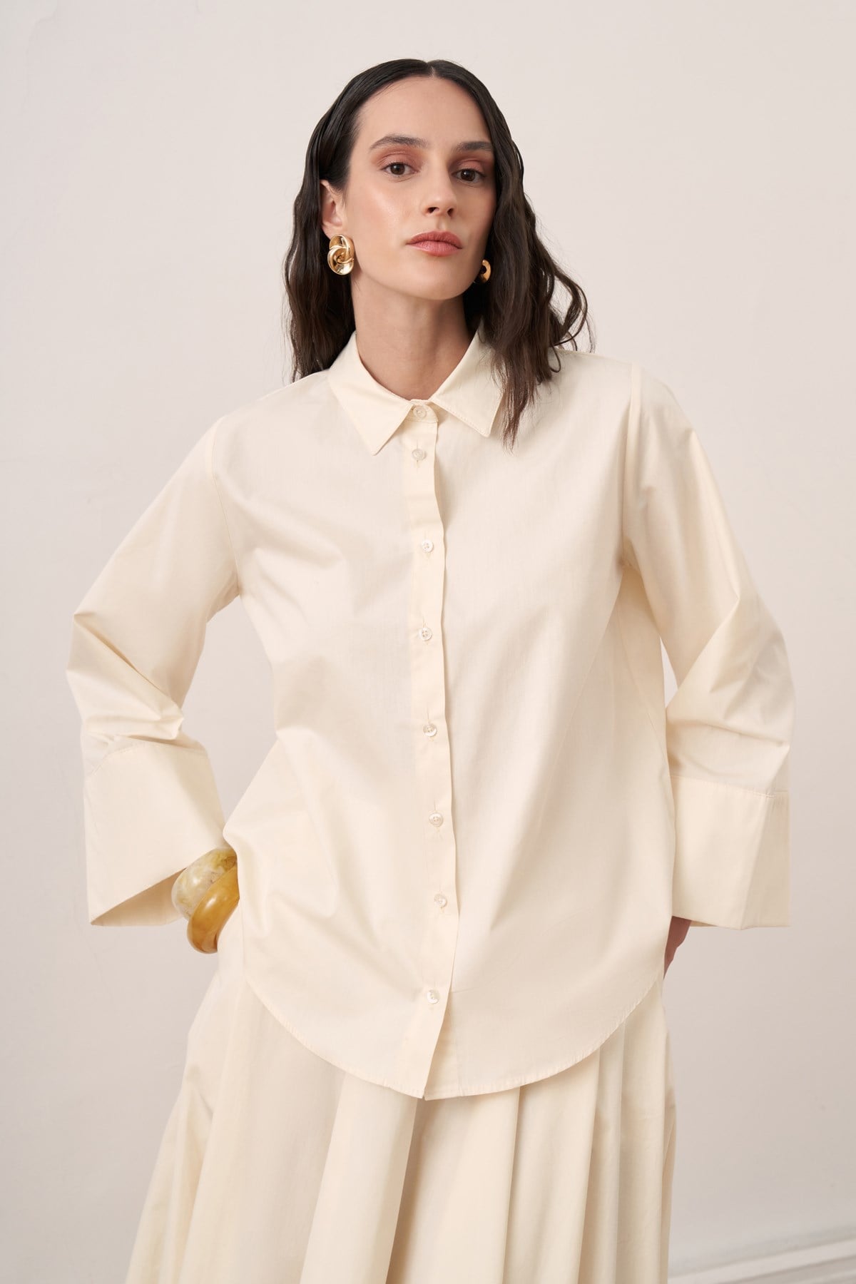 Salina Cotton 2-piece Shirt & Skirt Set - Butter