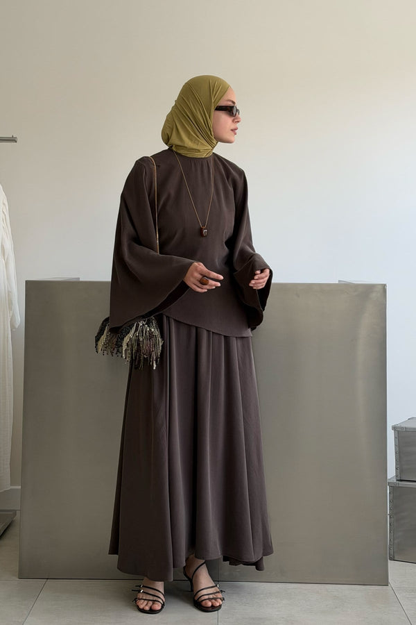 Serena 2-pieces Cupra Set - Dark Brown