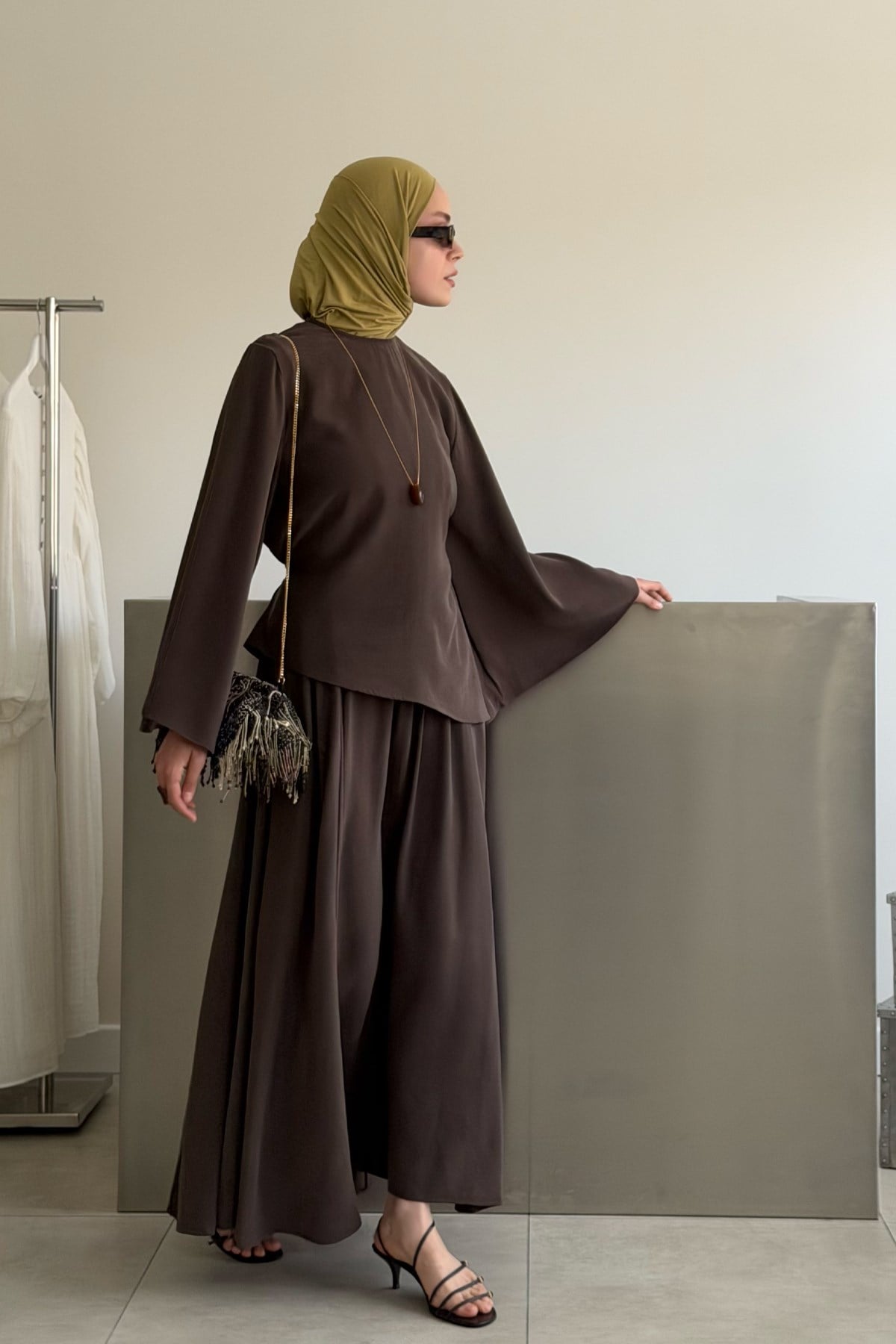 Serena 2-pieces Cupra Set - Dark Brown