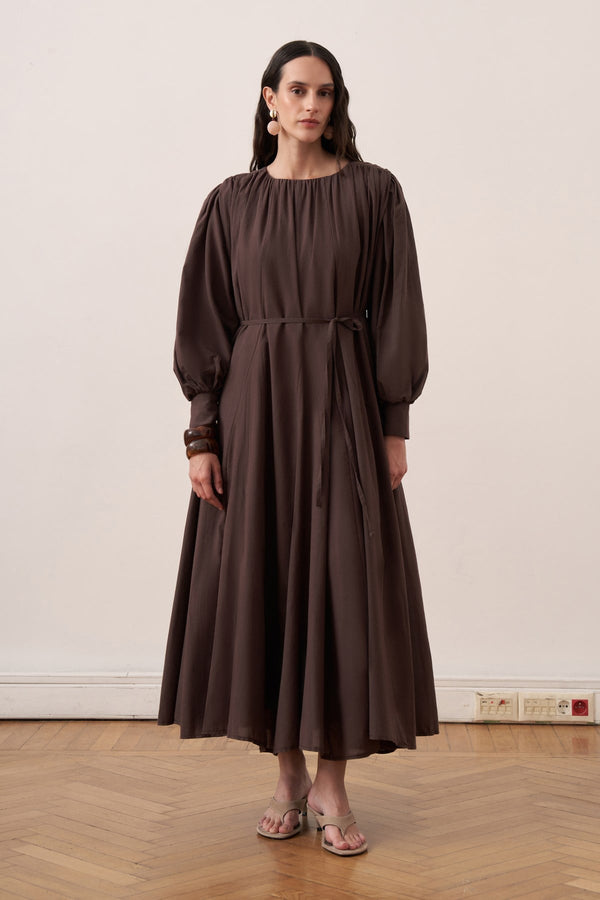 Solena Cotton Dress - Dark Brown