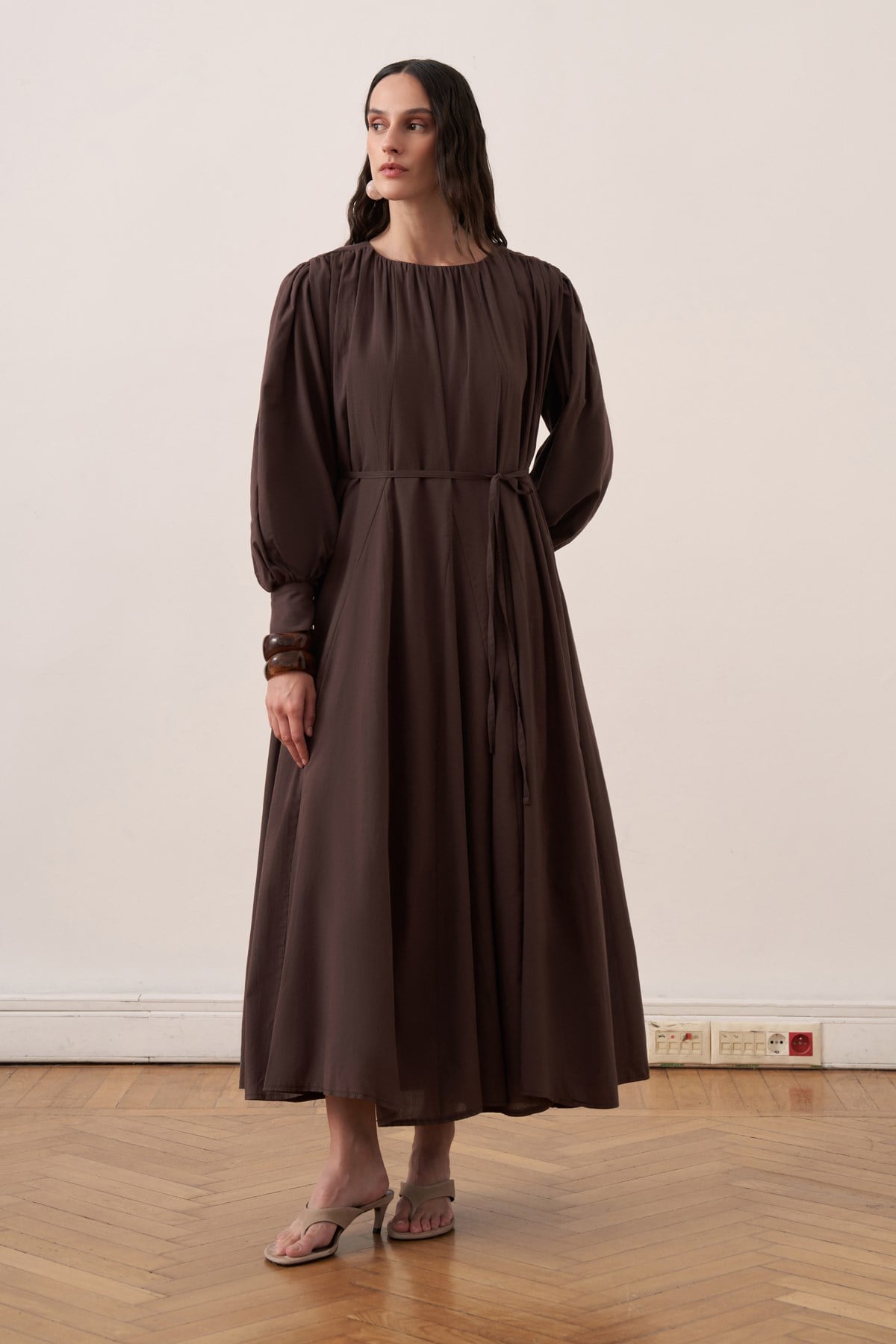 Solena Cotton Dress - Dark Brown
