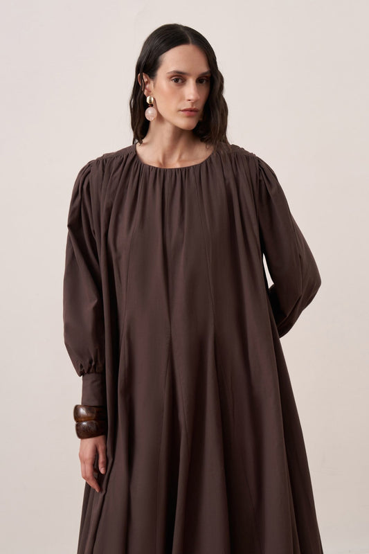 Solena Cotton Dress - Dark Brown