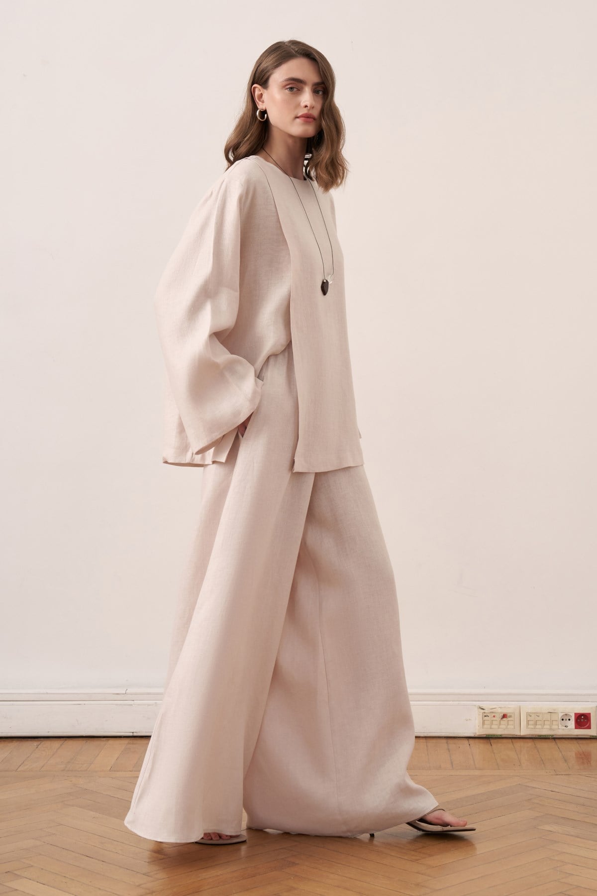 Solmar Belted Linen Blouse - Stone