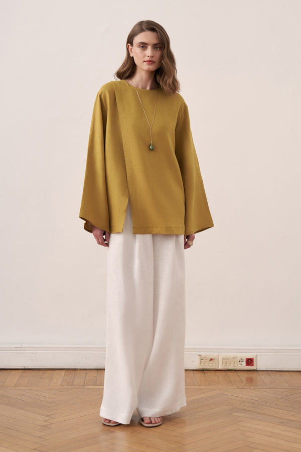 Solmar Belted Linen Blouse - Olive