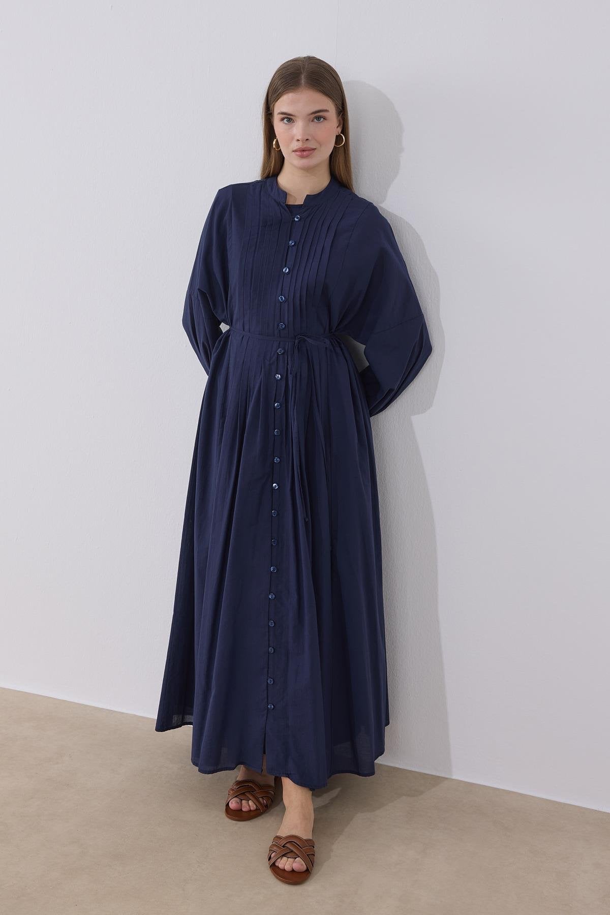 Vena Cotton Dress - Navy Blue