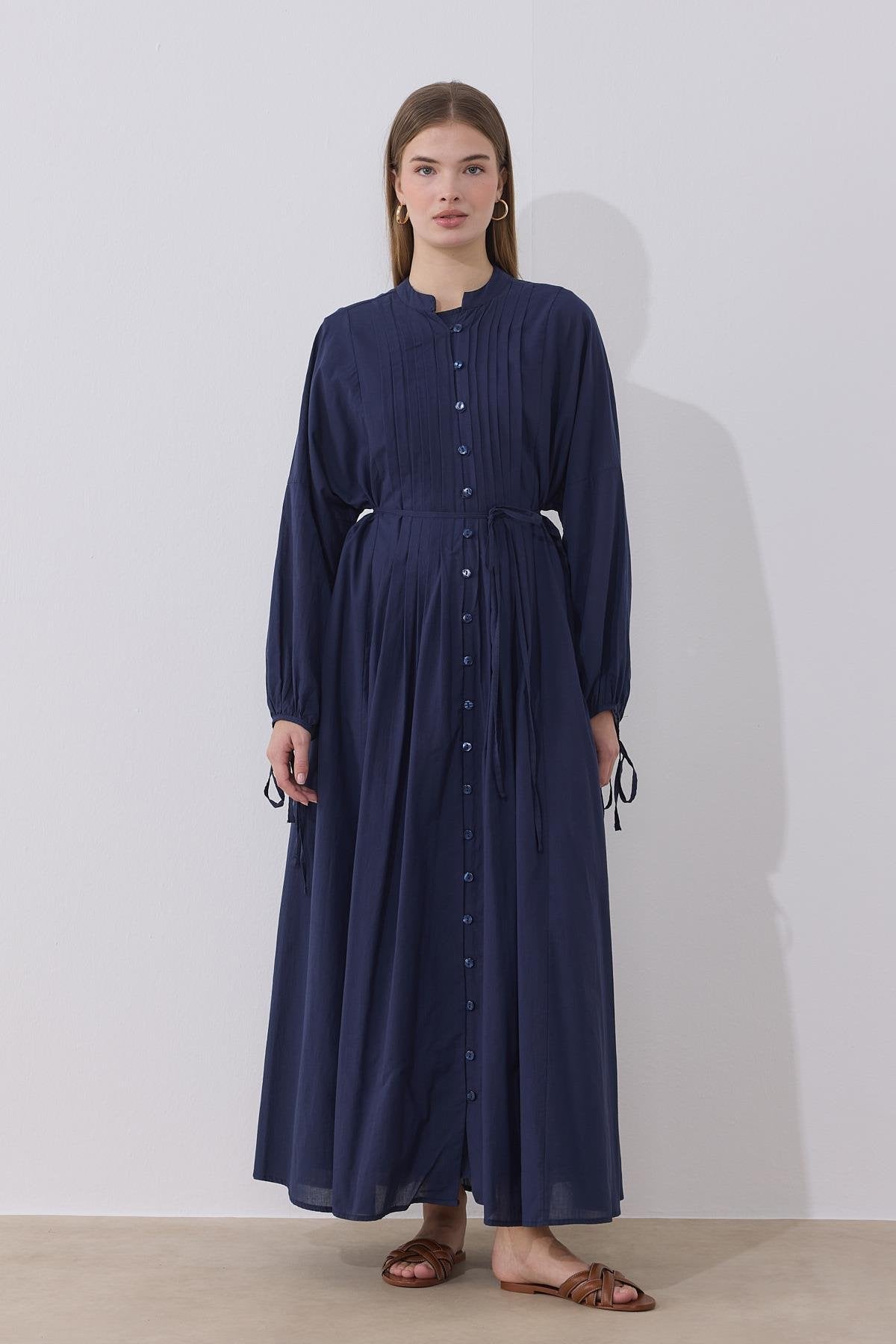 Vena Cotton Dress - Navy Blue