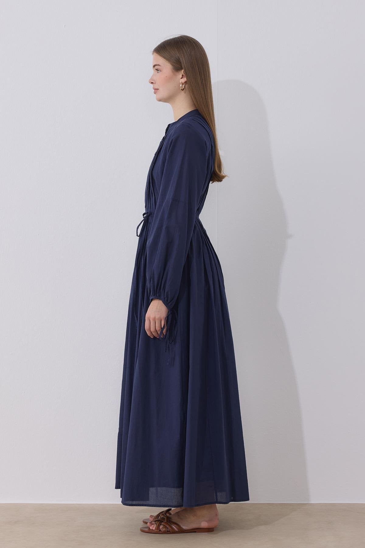 Vena Cotton Dress - Navy Blue