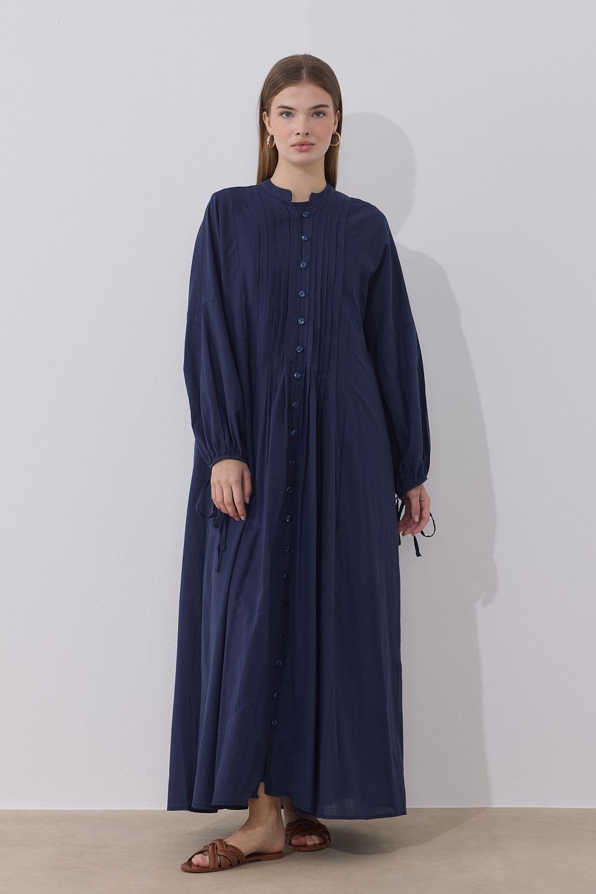 Vena Cotton Dress - Navy Blue