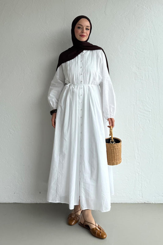 Vena Cotton Dress - White