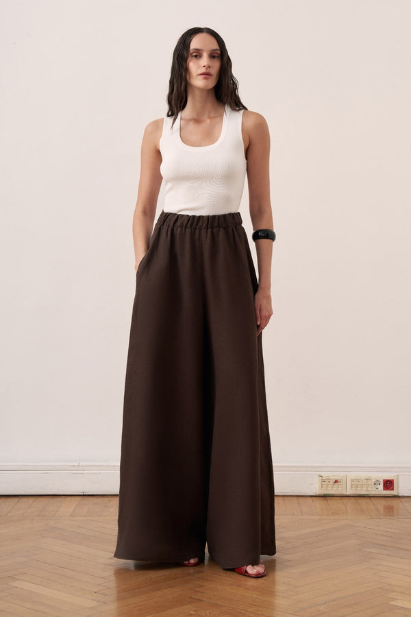 Virella Linen Pants - Dark Brown