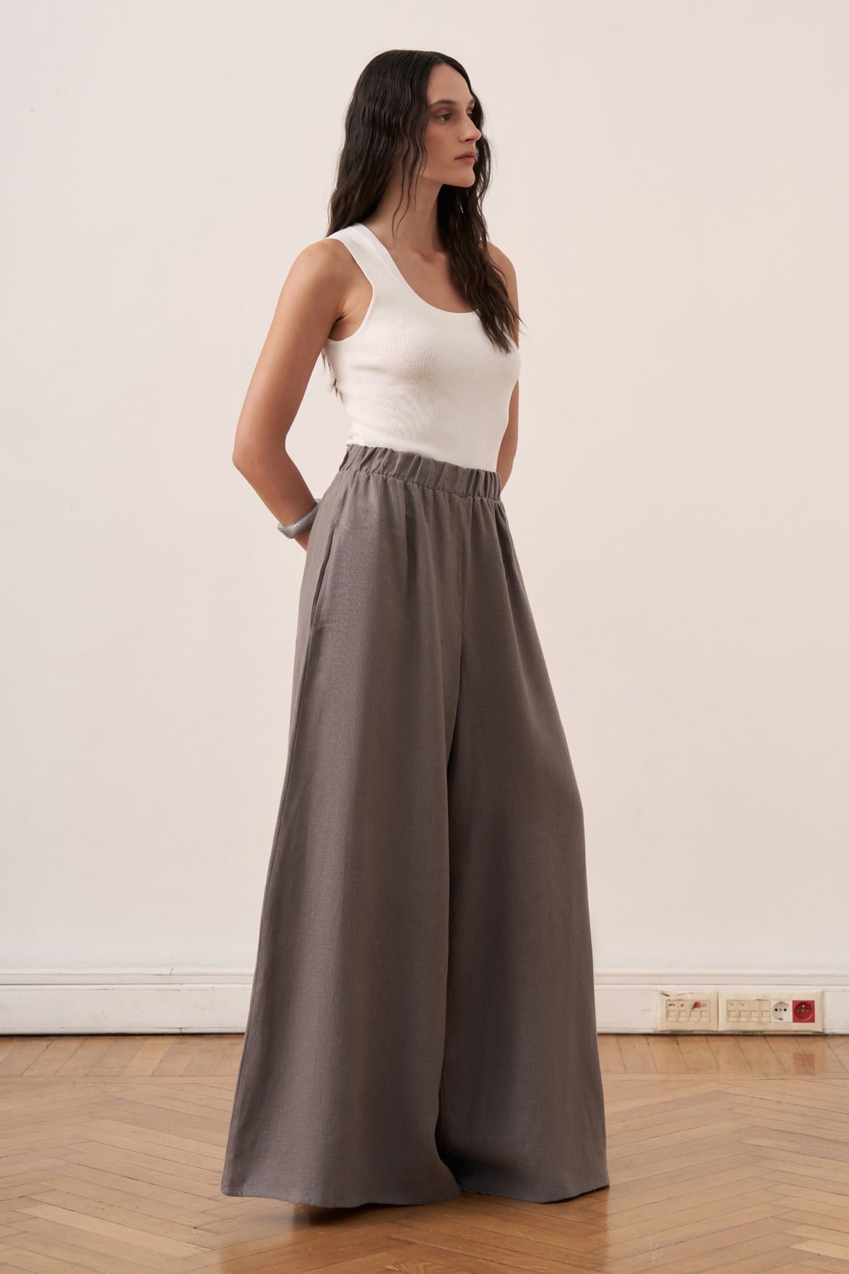 Virella Linen Pants - Anthracite