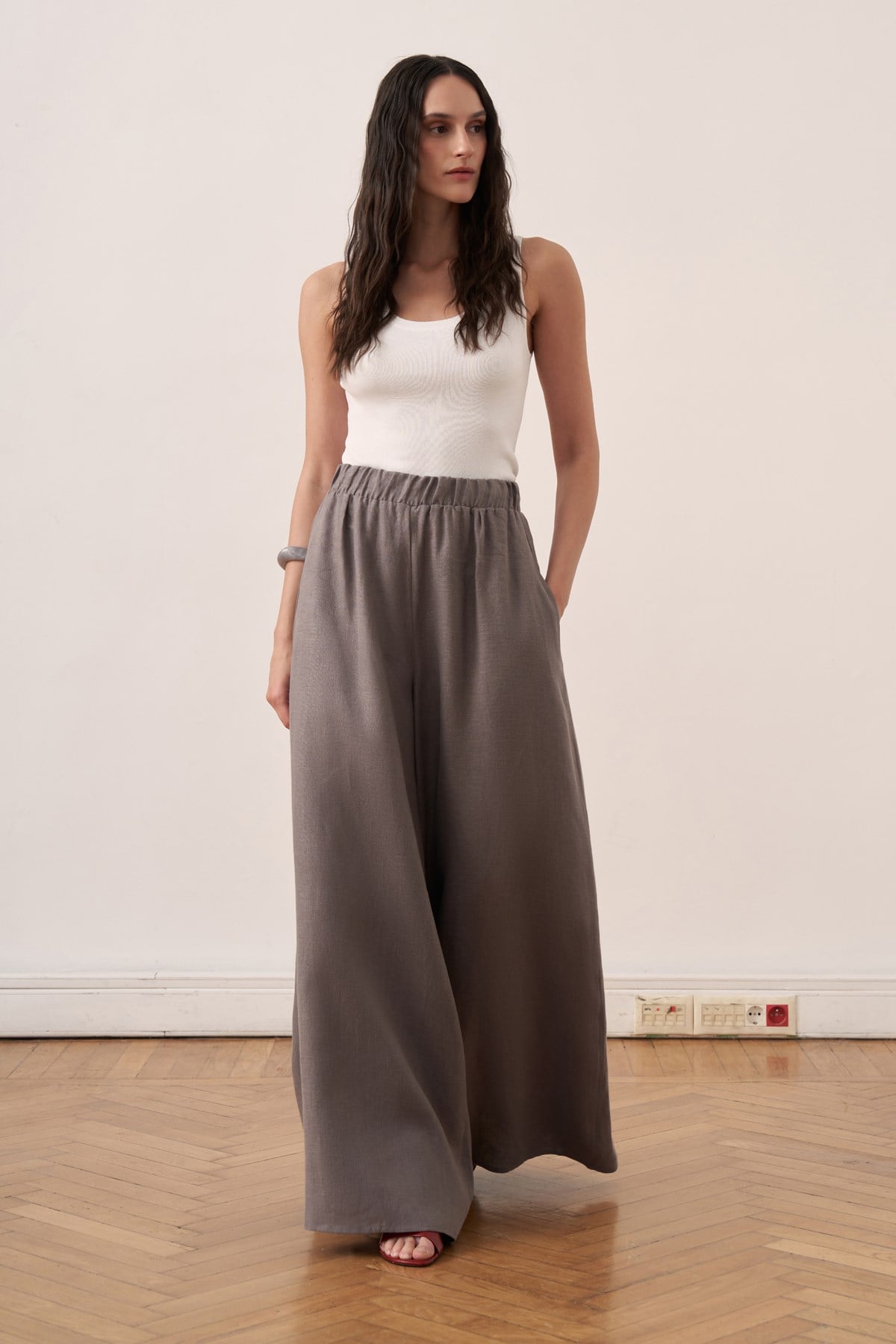 Virella Linen Pants - Anthracite