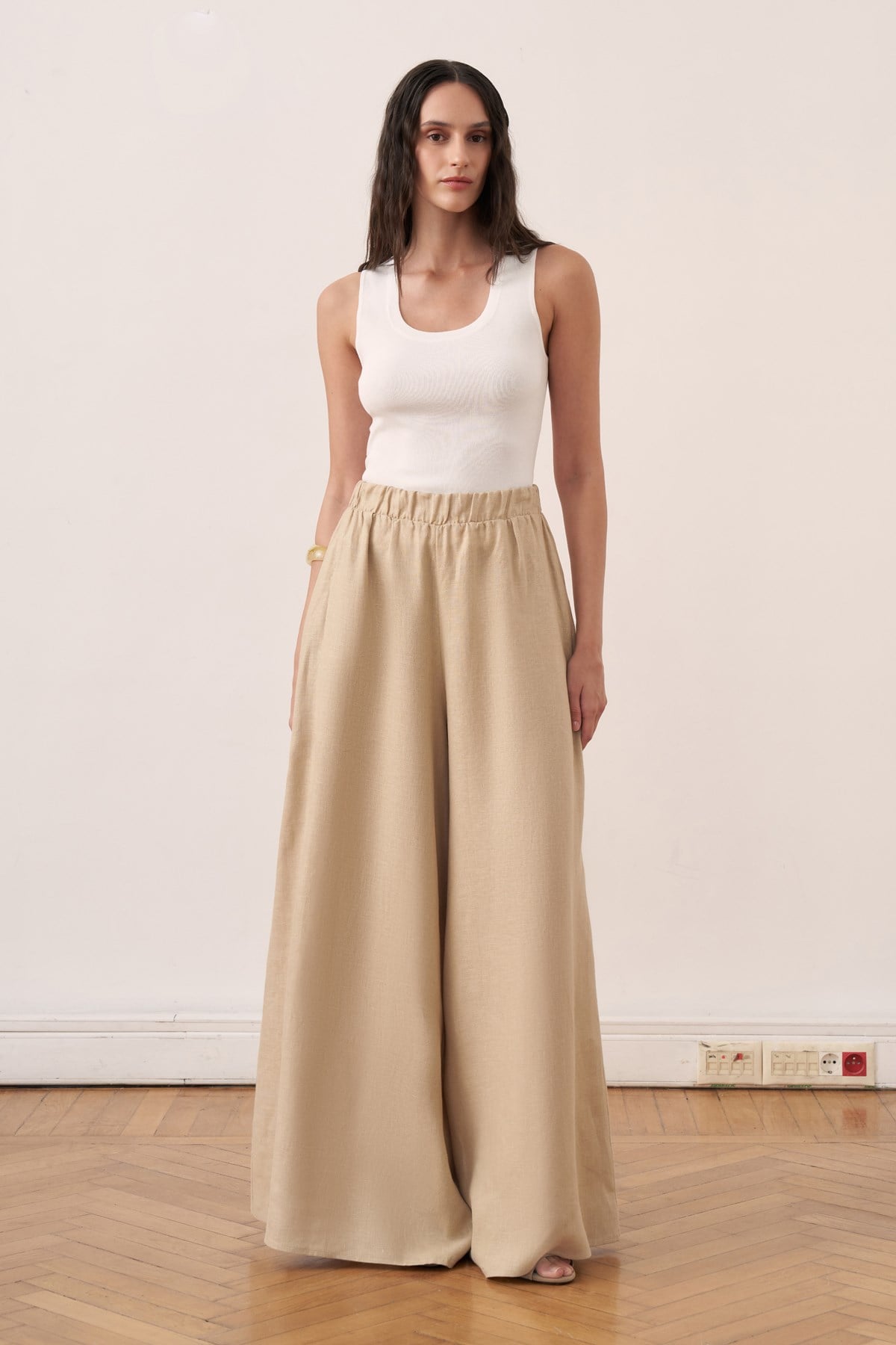 Virella Linen Pants - Wheat Beige