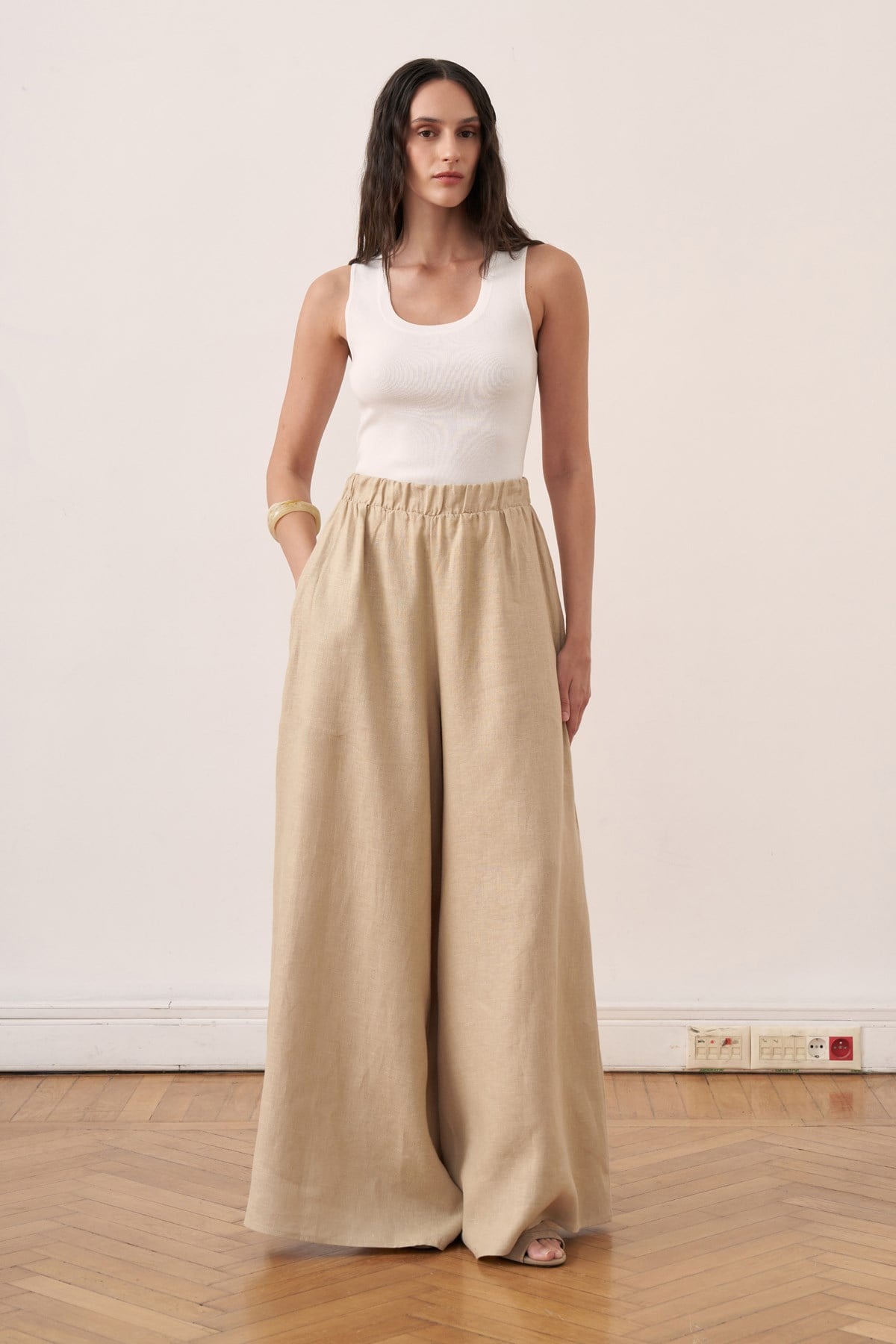 Virella Linen Pants - Wheat Beige