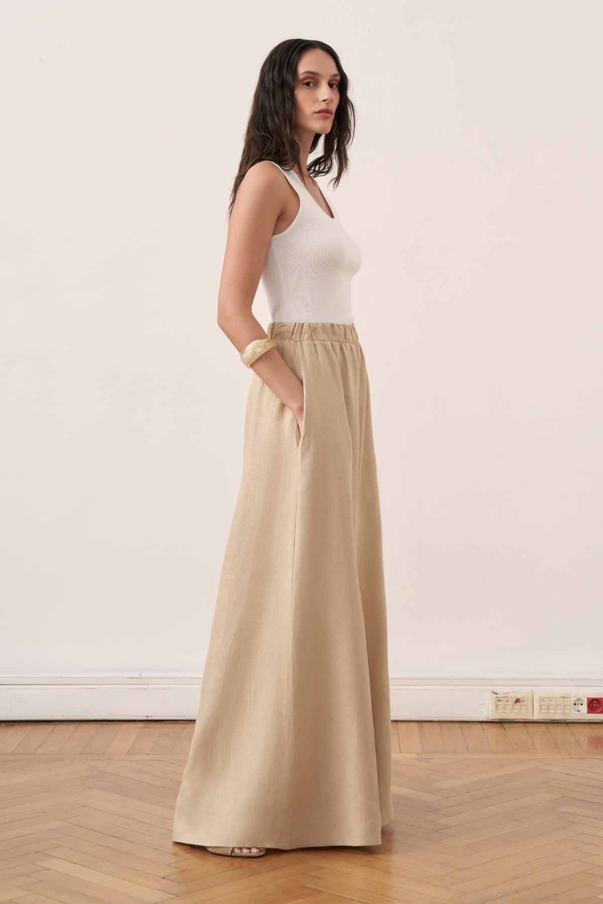 Virella Linen Pants - Wheat Beige