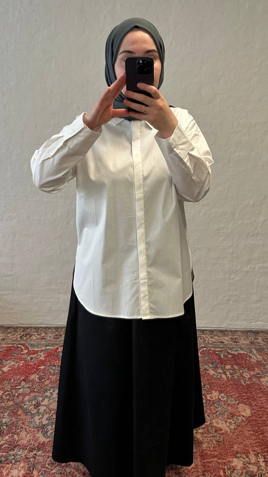 Nora Poplin Cotton Shirt - White